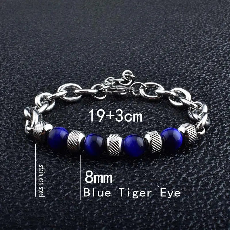 Natural Stone Bead Cable Chain Bracelet