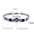 Natural Stone Bead Lion Head Box Chain Bracelet