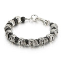 Natural Stone Bead Stainless Steel Skull Bracelet