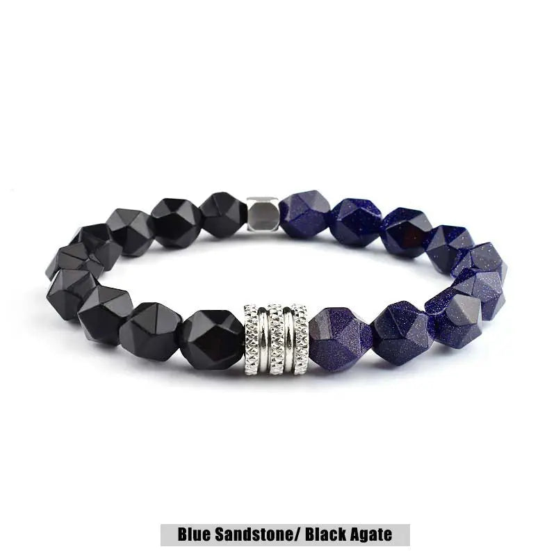 Natural Stone Polyhedron Bead Stretchable Bracelet