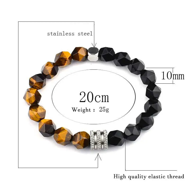 Natural Stone Polyhedron Bead Stretchable Bracelet