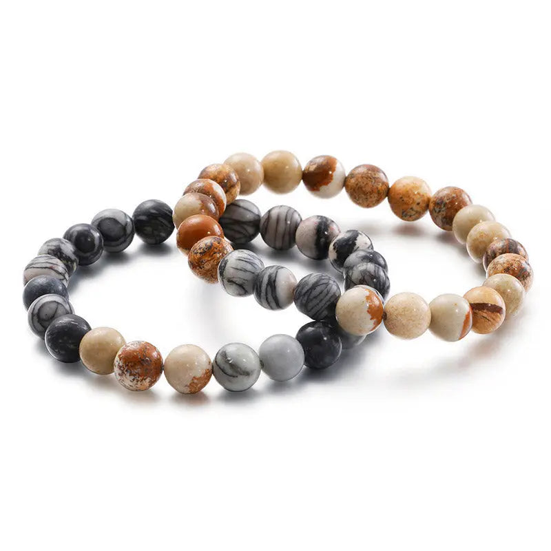 Natural Stone Round Bead Stretchable Bracelet