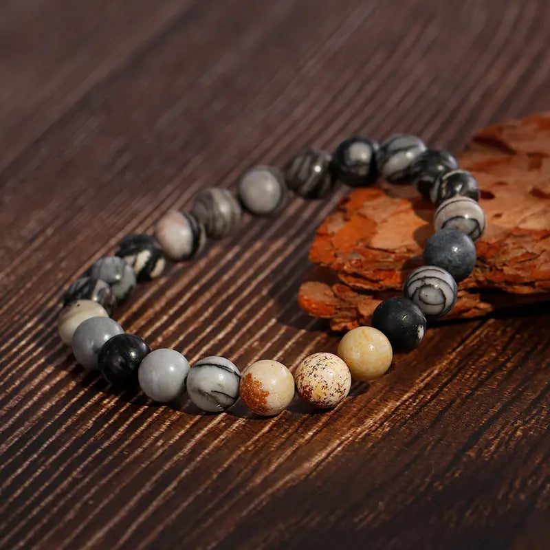 Natural Stone Round Bead Stretchable Bracelet