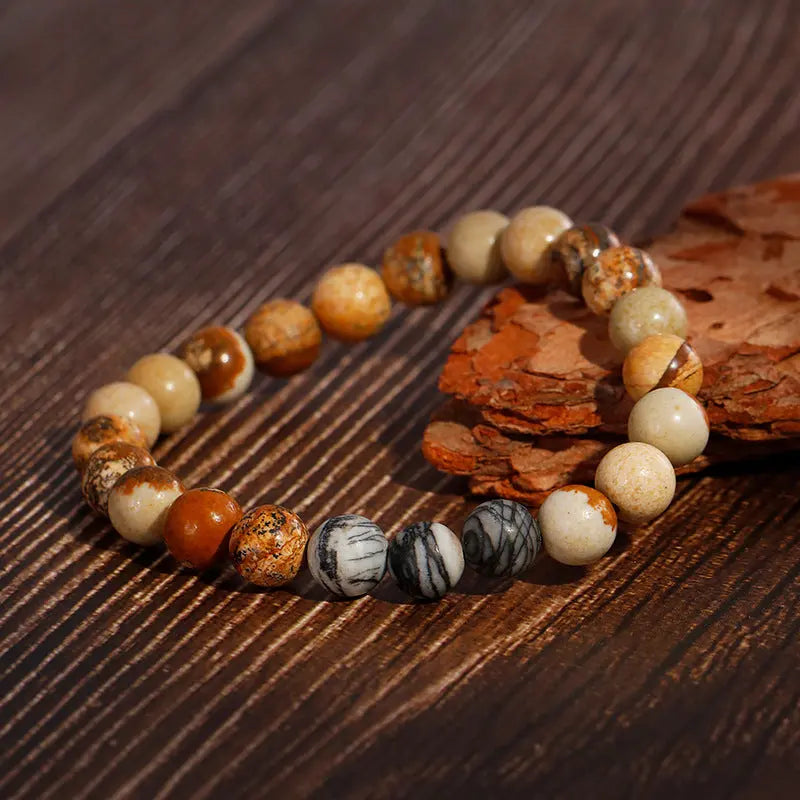 Natural Stone Round Bead Stretchable Bracelet