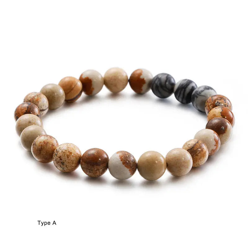 Natural Stone Round Bead Stretchable Bracelet