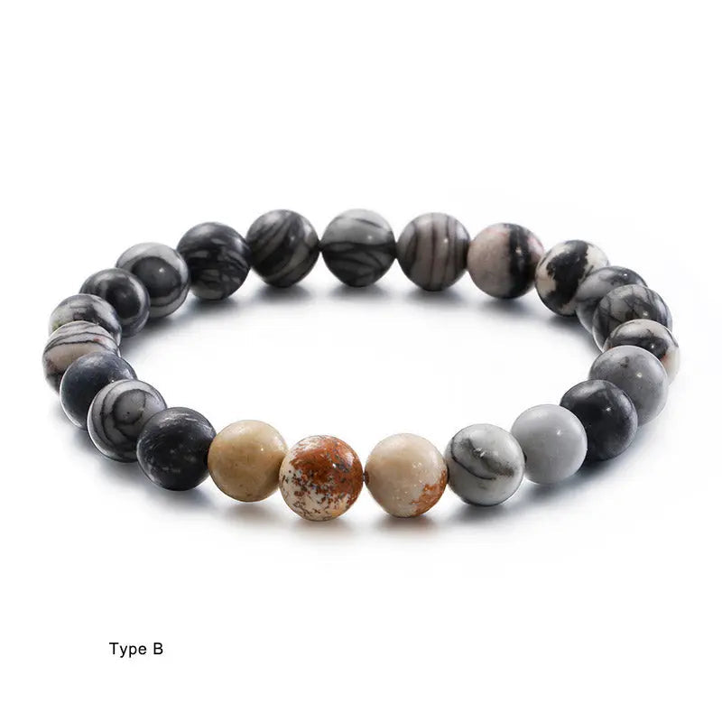 Natural Stone Round Bead Stretchable Bracelet