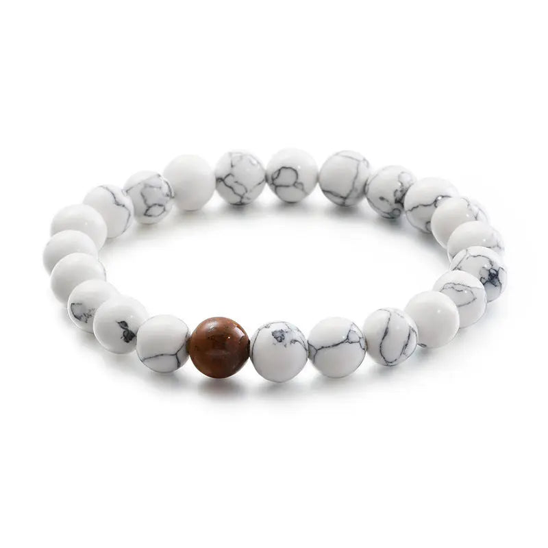 Natural Stone Round Beads Stretchable Bracelet