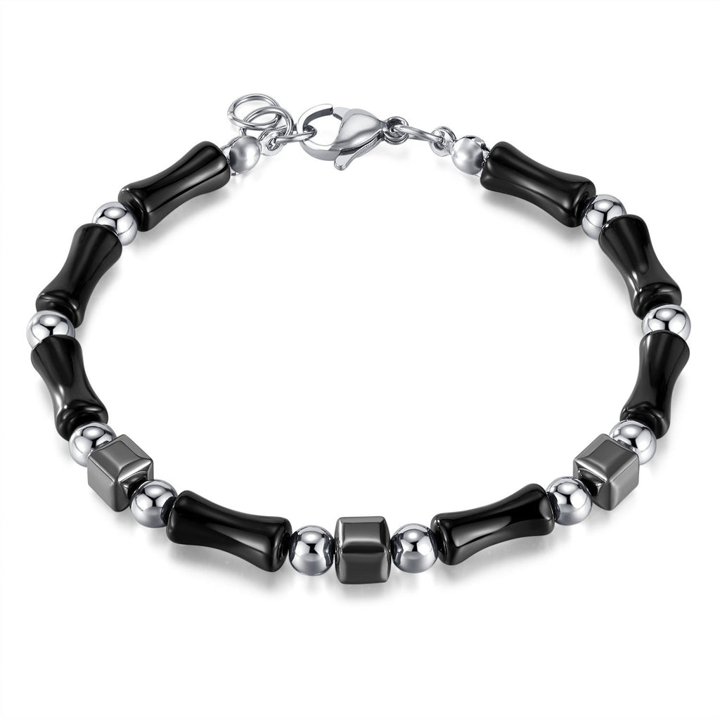 Natural Black Bamboo Hematite Stone Bracelet