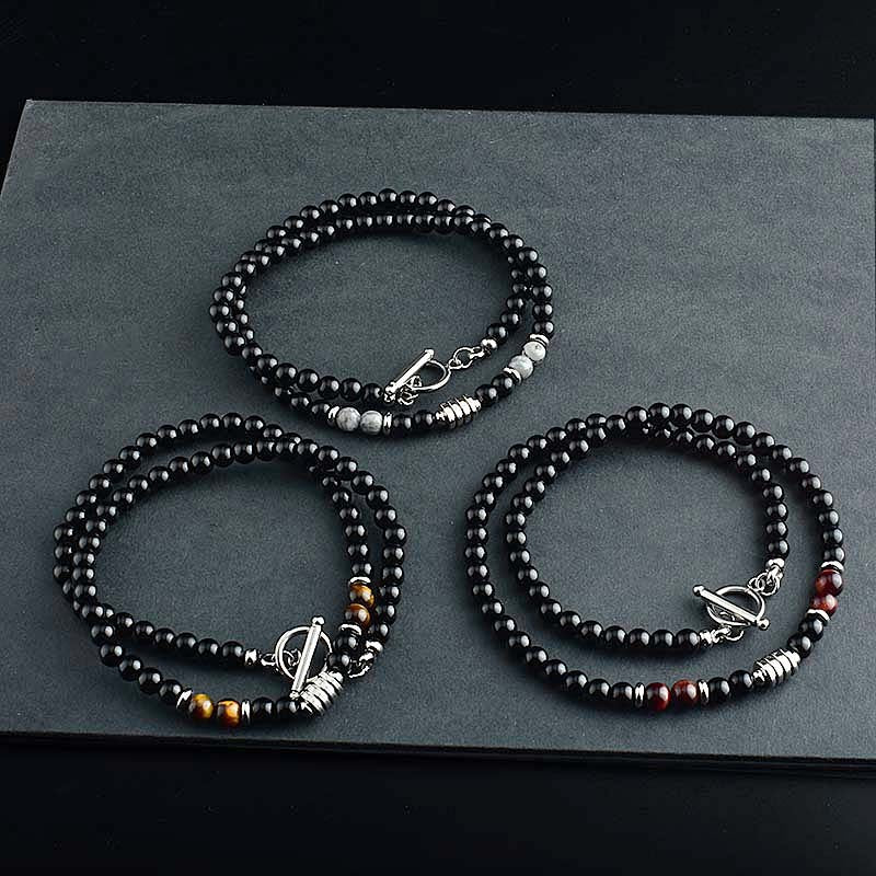 Natural Stone Beaded Toggle Necklace