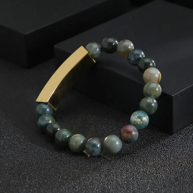 Nature Agate Round Bead Bracelet