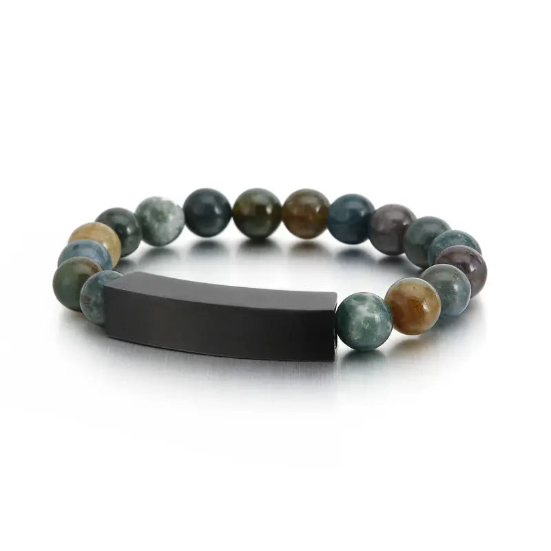 Nature Agate Round Bead Bracelet