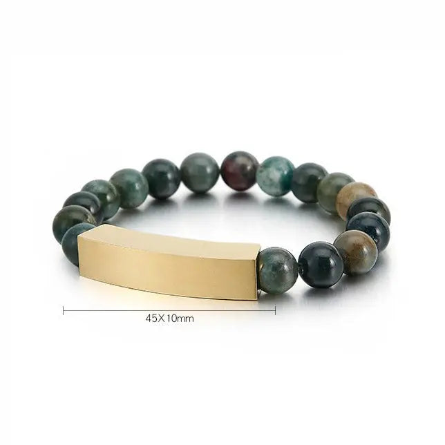 Nature Agate Round Bead Bracelet