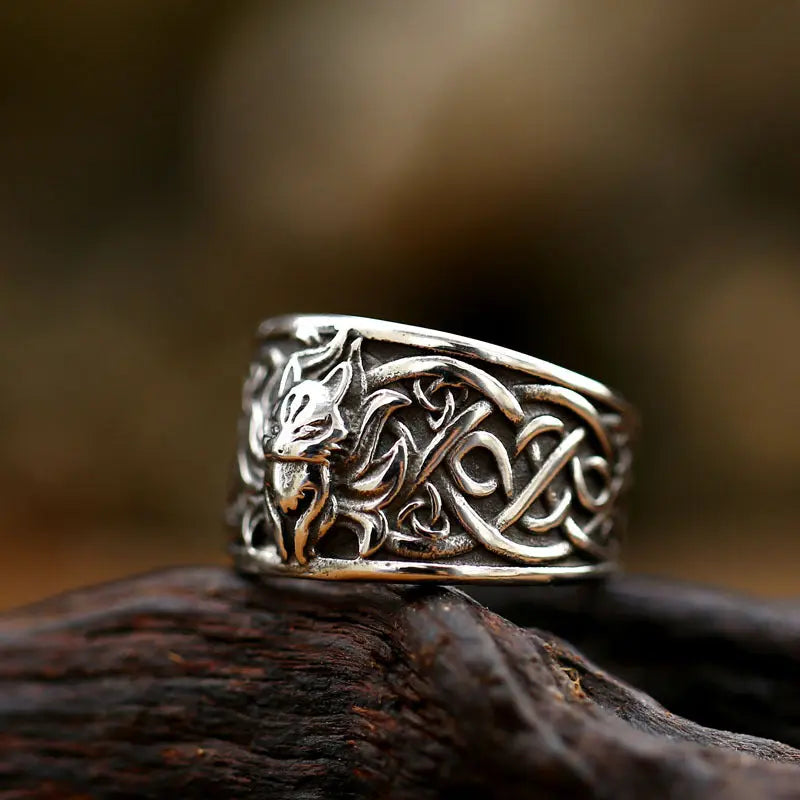 Nine-tailed Fox Stainless Steel Ring Band