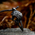 Nordic Raven Skull Stainless Steel Pendant
