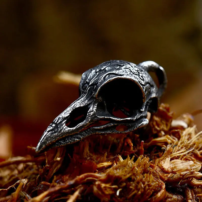 Nordic Raven Skull Stainless Steel Pendant
