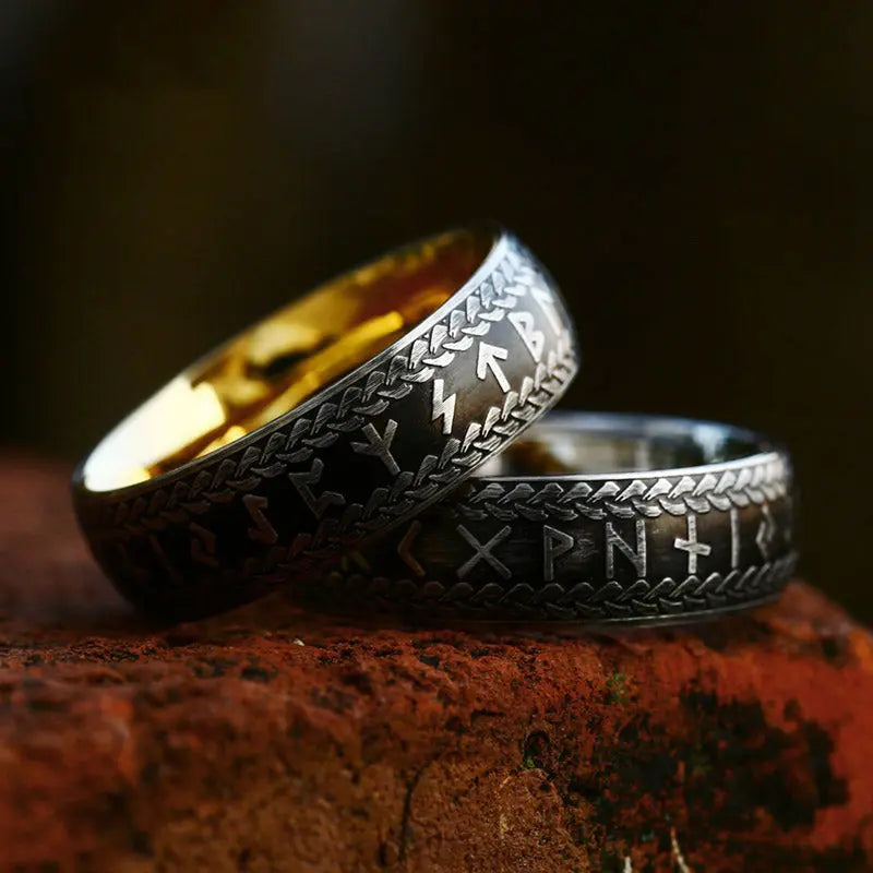 Nordic Retro Rune Stainless Steel Ring