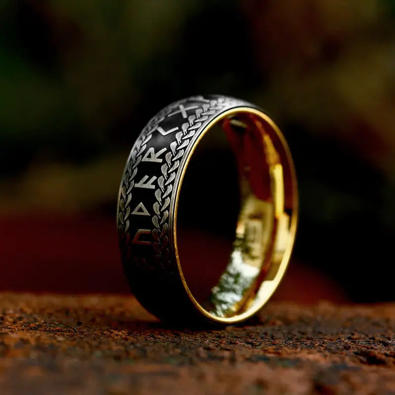 Nordic Retro Rune Stainless Steel Ring