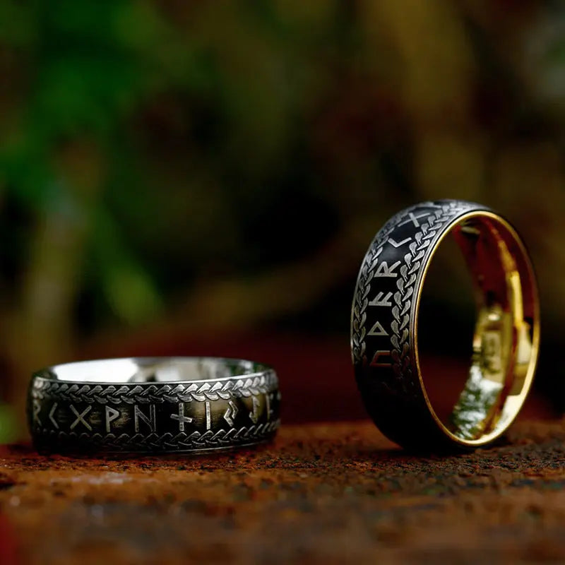 Nordic Retro Rune Stainless Steel Ring