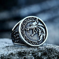 Nordic Viking Celtic Knot Wolf Head Ring