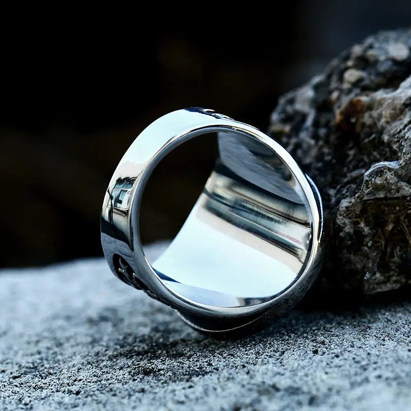 Nordic Viking Celtic Knot Wolf Head Ring