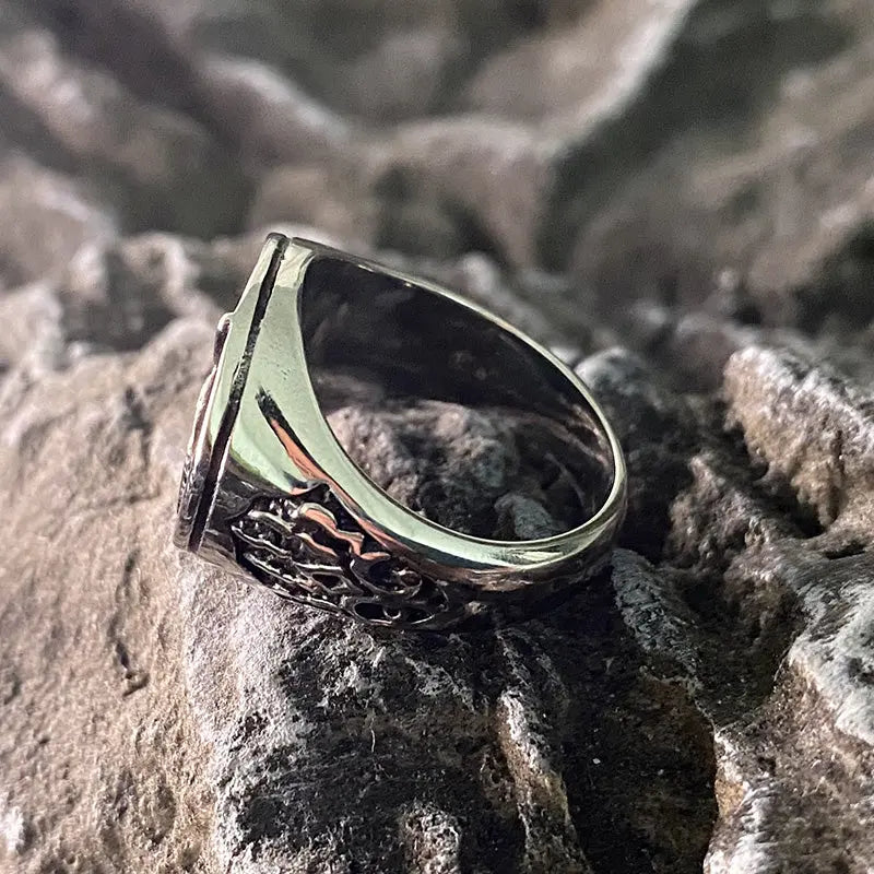Nordic Wizard Wolf Stainless Steel Signet Ring