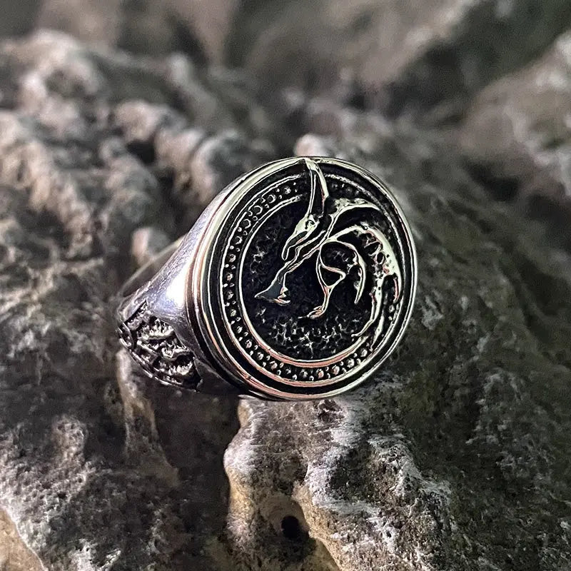 Nordic Wizard Wolf Stainless Steel Signet Ring