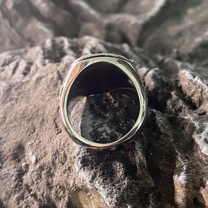 Nordic Wizard Wolf Stainless Steel Signet Ring