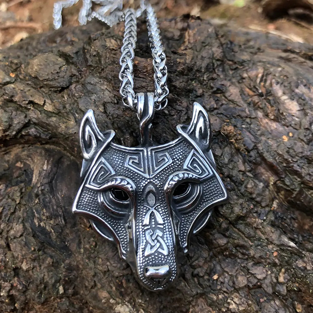 Nordic Wolf Head Stainless Steel Pendant