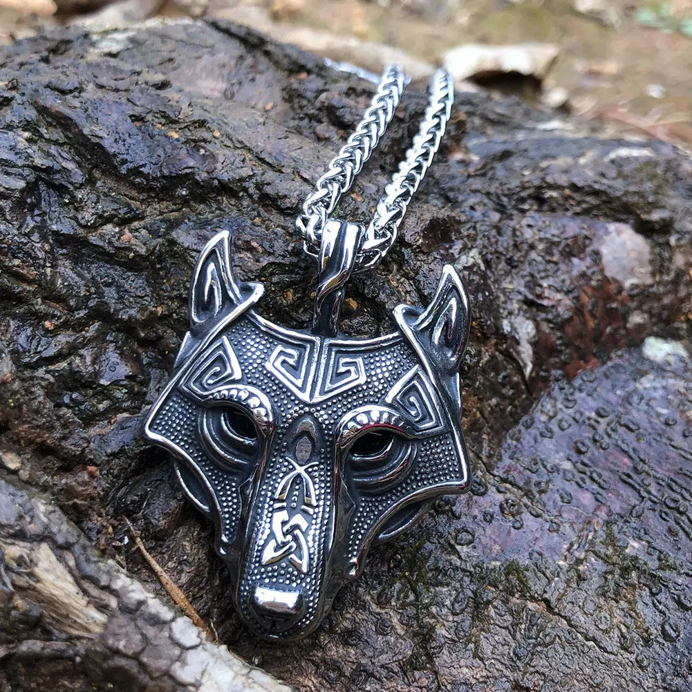 Nordic Wolf Head Stainless Steel Pendant