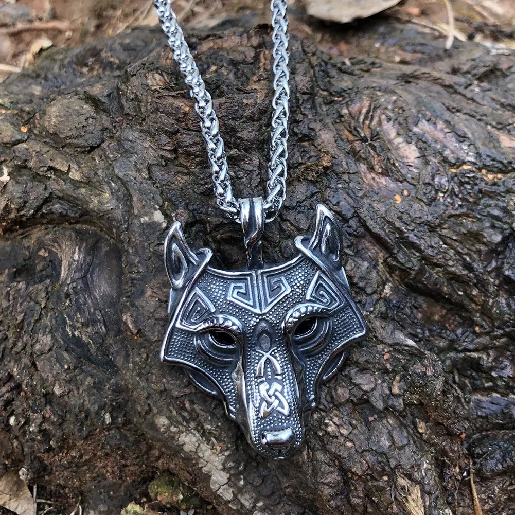 Nordic Wolf Head Stainless Steel Pendant