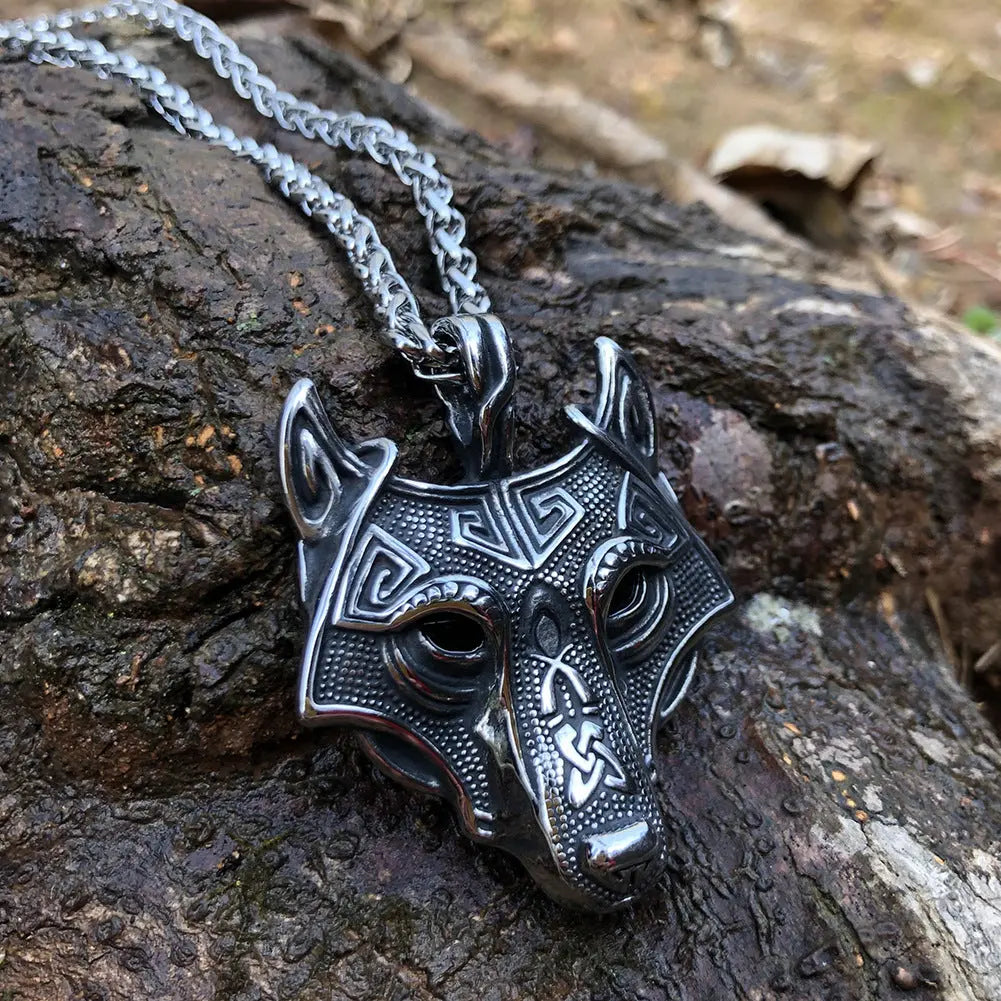 Nordic Wolf Head Stainless Steel Pendant