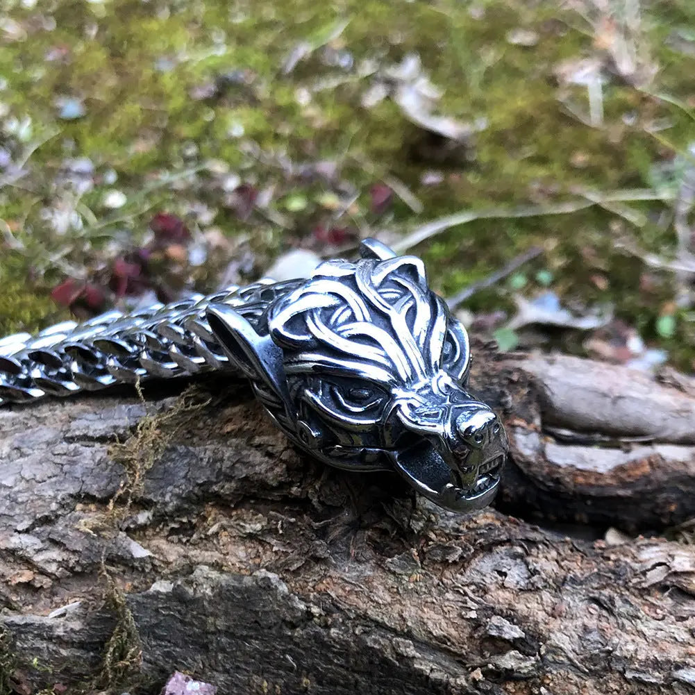 Norse Mythology Stainless Steel Viking Wolf Head Bracelet