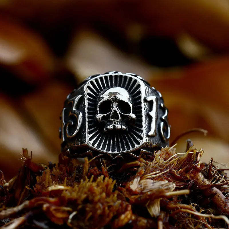 Number 13 Skull Stainless Steel Ring