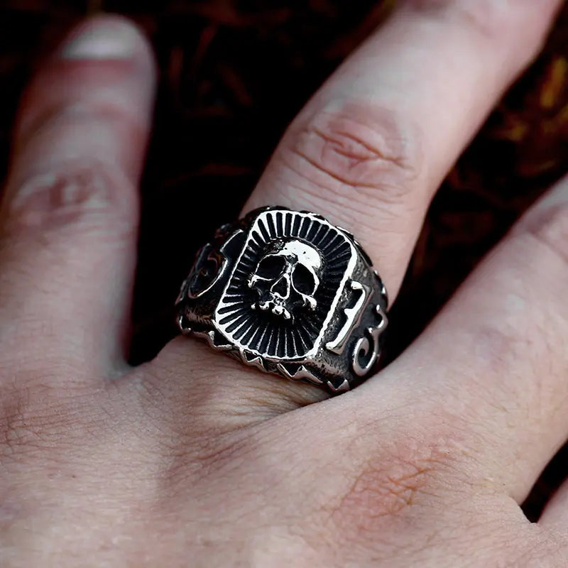 Number 13 Skull Stainless Steel Ring