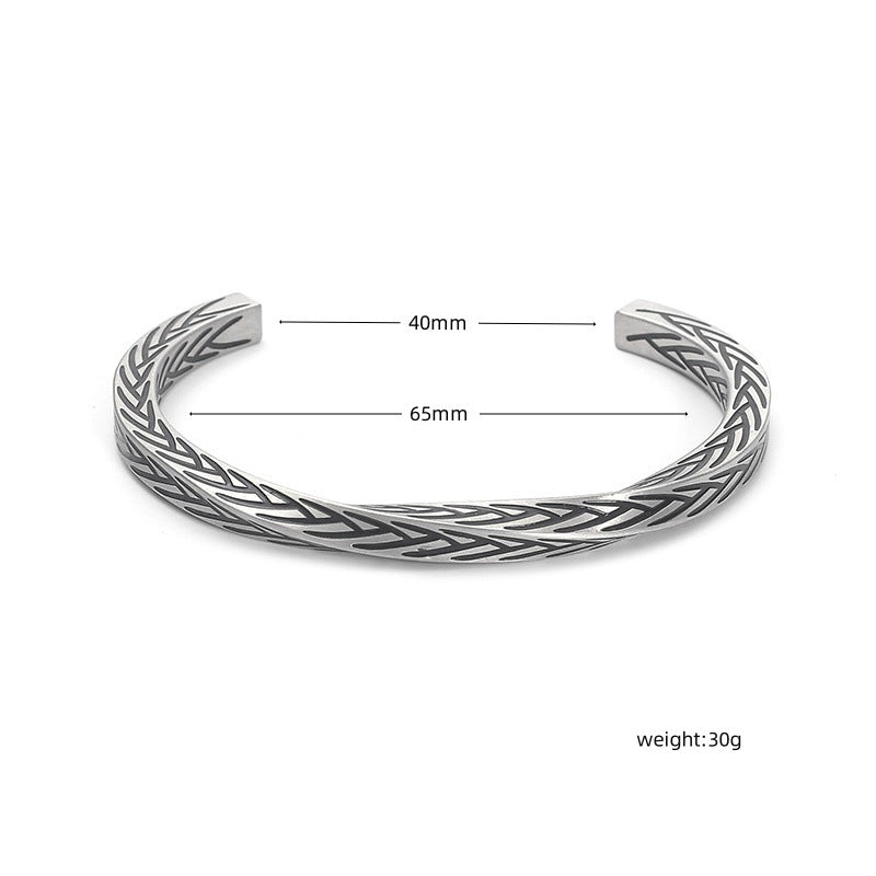 Mobius Pattern Vintage Stainless Steel Cuff Bracelet