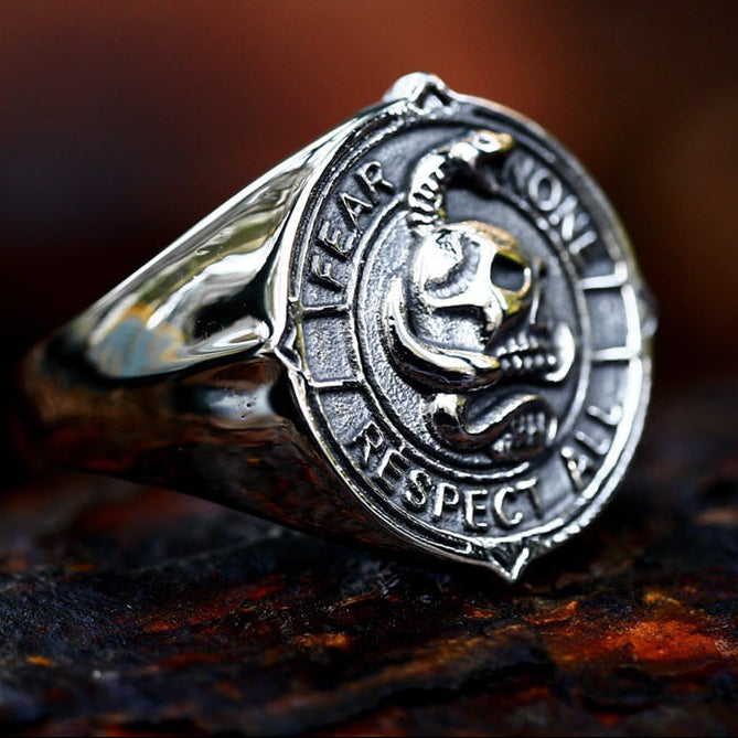 Gothic Skull Serpent Stainless Steel Ring