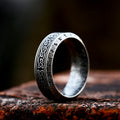 Classic Celtic Knot With Runes Engraved  Stainless Steel Ring