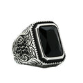 Carved Multi‑Gem Stainless Steel Ring