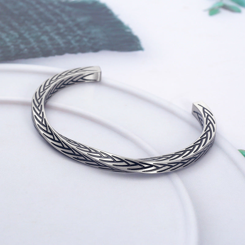 Mobius Pattern Vintage Stainless Steel Cuff Bracelet