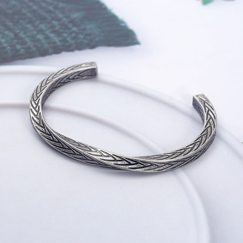 Mobius Pattern Vintage Stainless Steel Cuff Bracelet