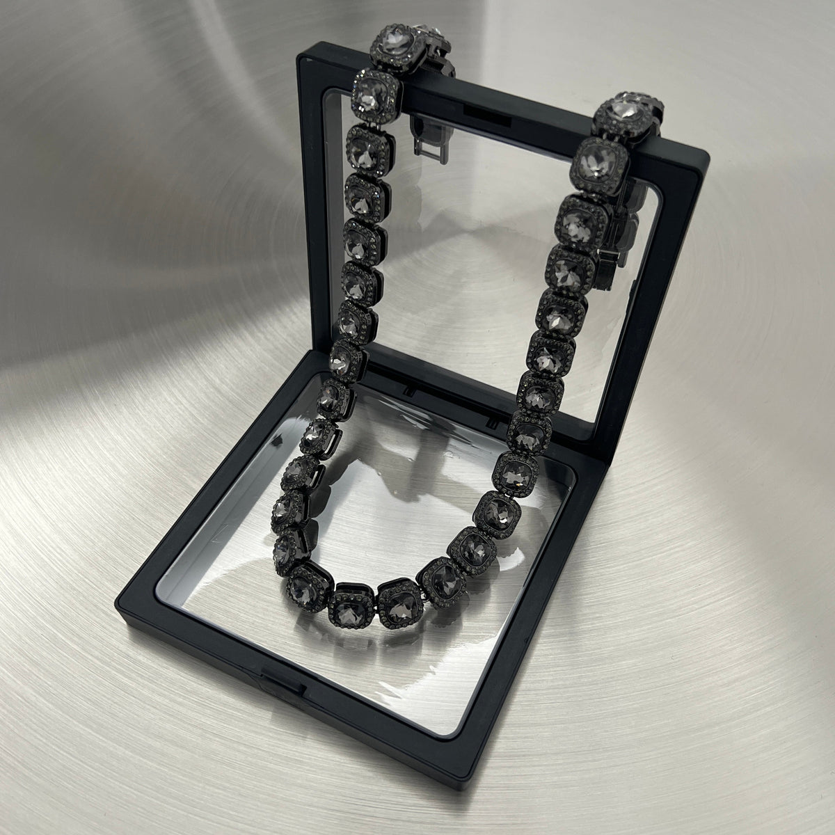 Square gemstone necklace