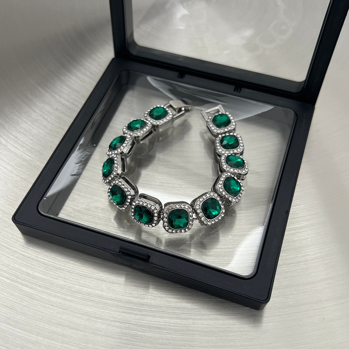 Square gemstone necklace