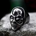 Skull In Face Stainless Steel Ring