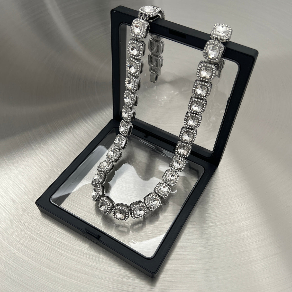 Square gemstone necklace
