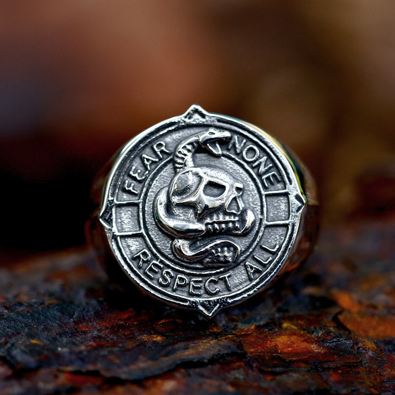 Gothic Skull Serpent Stainless Steel Ring
