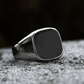Obsidian Glossy Epoxy Stainless Steel Ring