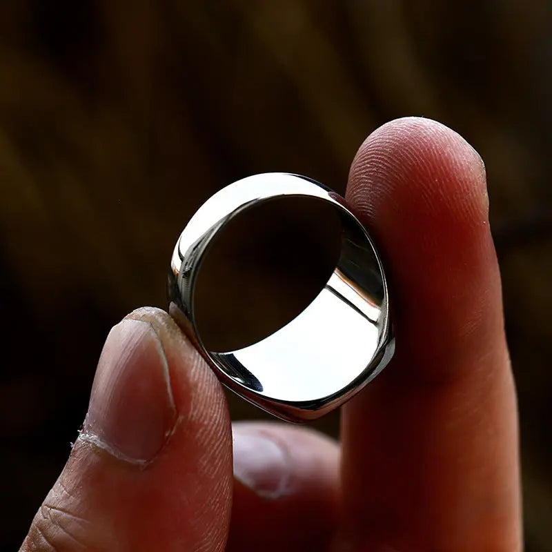 Obsidian Glossy Epoxy Stainless Steel Ring