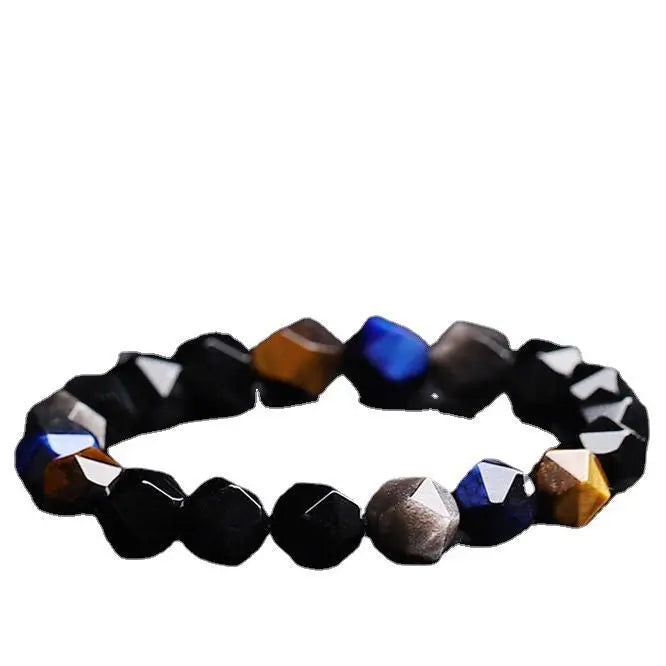 Icosahedron Beads Gemstone Shape Black Onyx Energy Stone bracelet