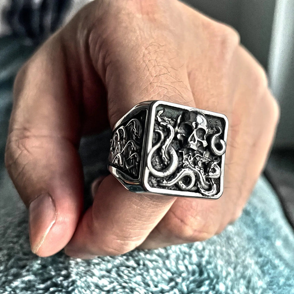 Octopus Skull Stainless Steel Ring