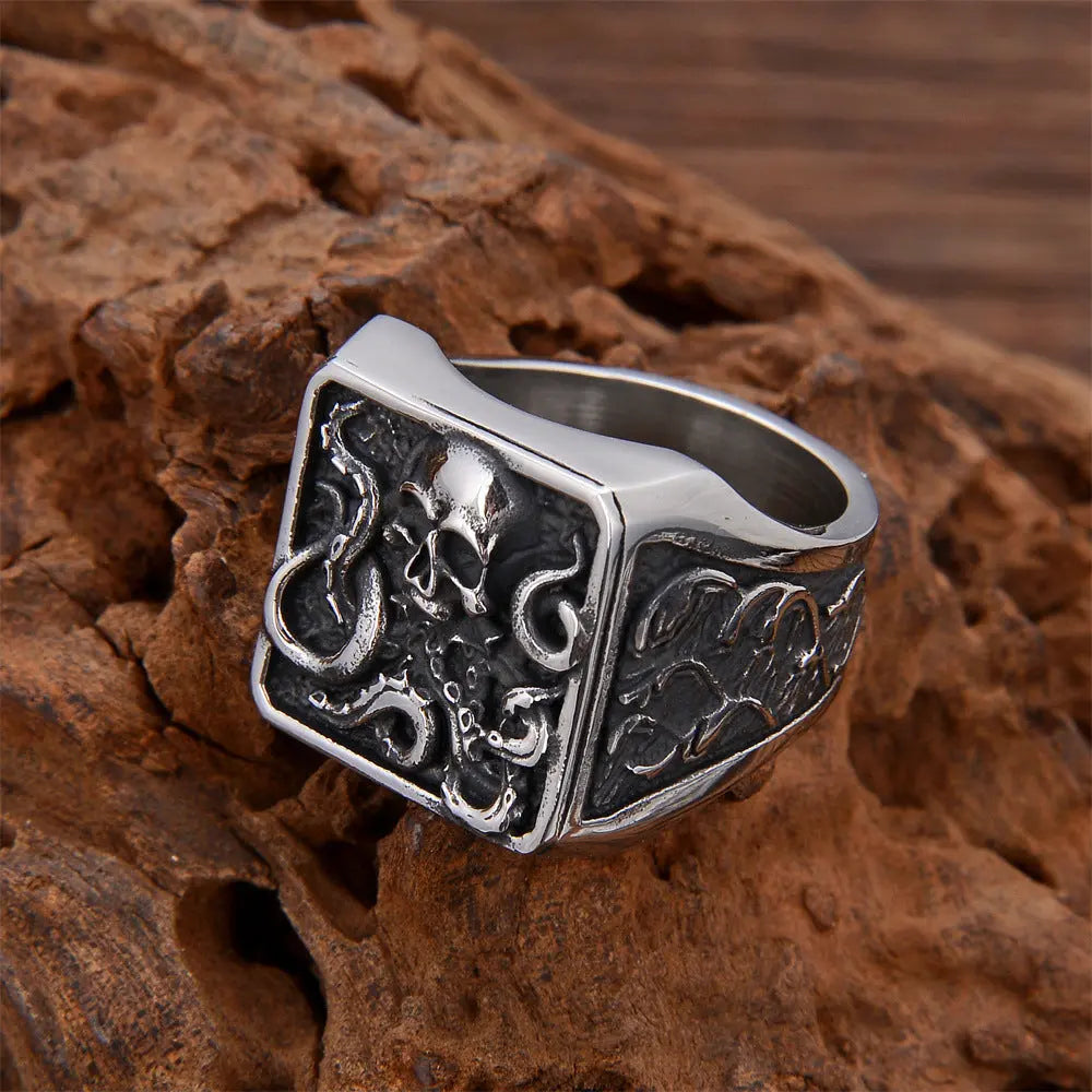 Octopus Skull Stainless Steel Ring
